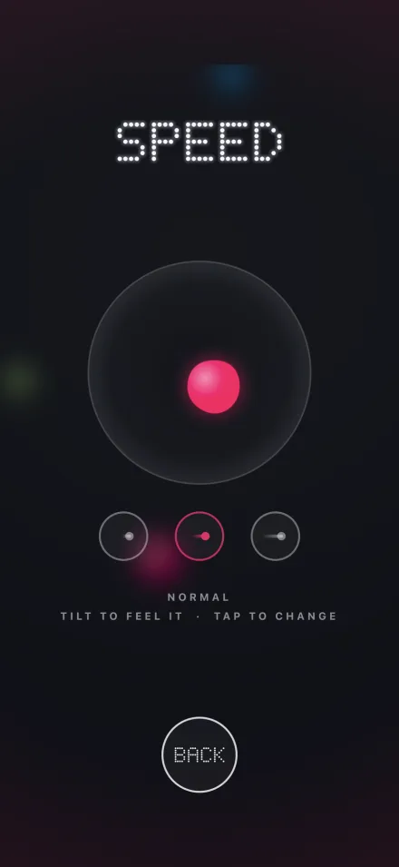 The speed setting: Tiltling in a bowl above three buttons for slow, normal and fast.